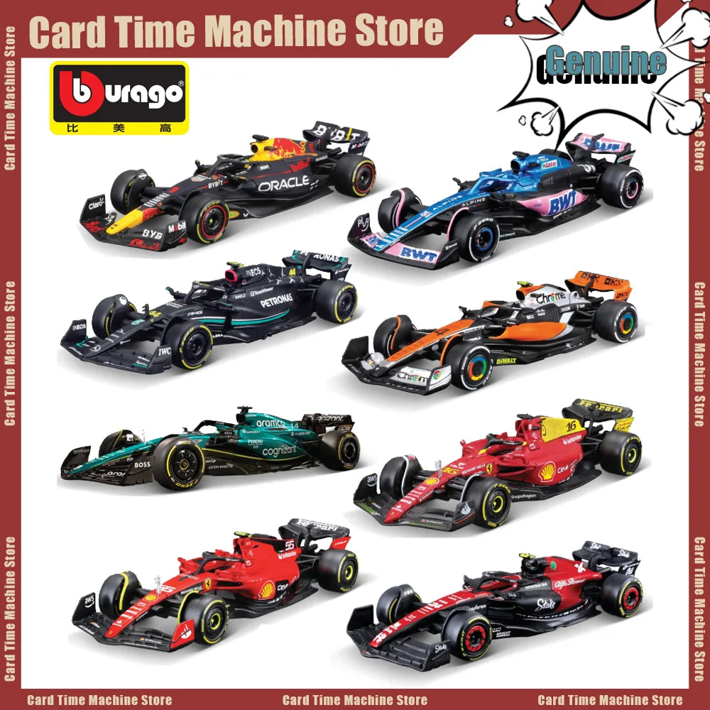 Bburago 1:43 2024 F1 Ferrari McLaren Model with Helmet Alloy Miniature Diecast Formula Racing Car Toy MCL38 W15 SF24 RB20 A524