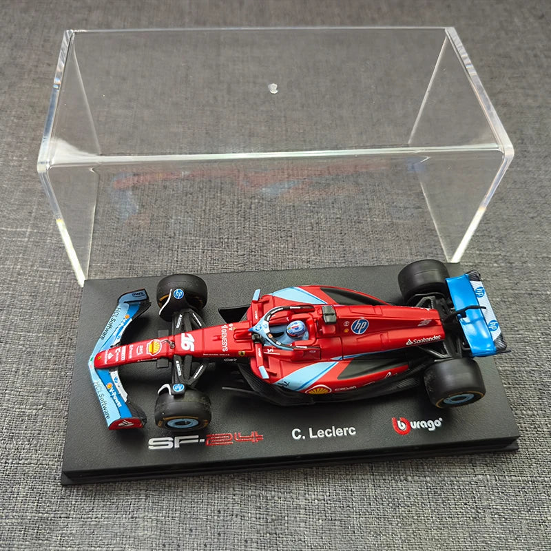 Bburago 1:43 2024 F1 Ferrari McLaren Model with Helmet Alloy Miniature Diecast Formula Racing Car Toy MCL38 W15 SF24 RB20 A524