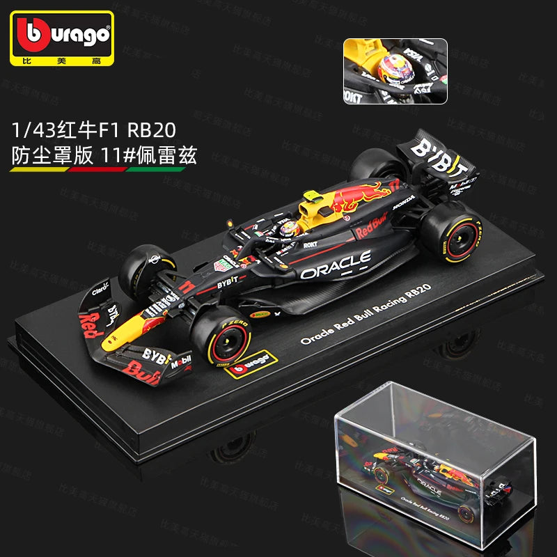 Bburago 1:43 2024 F1 Ferrari McLaren Model with Helmet Alloy Miniature Diecast Formula Racing Car Toy MCL38 W15 SF24 RB20 A524